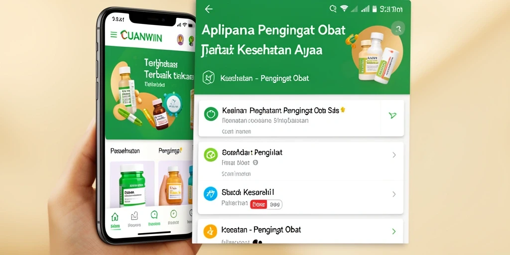 Tampilan antarmuka aplikasi CUANWIN untuk pengingat obat.