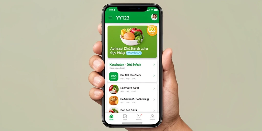 Antarmuka utama YY123 dengan fitur Diet Sehat yang optimal.
