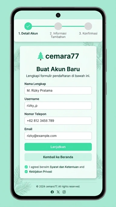 Tampilan halaman daftar cemara77